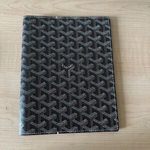 Goyard Chevron Agenda Cover in Black, brown and White